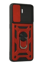 Newface Oppo Reno 5 Lite Kılıf Pars Lens Yüzüklü Silikon - Kırmızı - Görsel 3