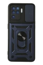 Newface Oppo Reno 5 Lite Kılıf Pars Lens Yüzüklü Silikon - Lacivert