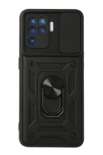 Newface Oppo Reno 5 Lite Kılıf Pars Lens Yüzüklü Silikon - Siyah