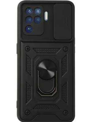 Newface Oppo Reno 5 Lite Kılıf Pars Lens Yüzüklü Silikon - Siyah