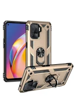Newface Oppo Reno 5 Lite Kılıf Sofya Yüzüklü Silikon Kapak - Gold - Görsel 2