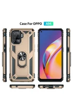 Newface Oppo Reno 5 Lite Kılıf Sofya Yüzüklü Silikon Kapak - Gold - Görsel 3