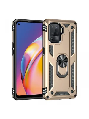 Newface Oppo Reno 5 Lite Kılıf Sofya Yüzüklü Silikon Kapak - Gold