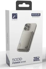 Newface PW555 5.000 mAh Dijital Göstergeli 18W Type-C ve 15W Kablosuz Şarj PD Hızlı Şarj Magsafe Powerbank - Titanyum - Görsel 2