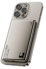 Newface PW555 5.000 mAh Dijital Göstergeli 18W Type-C ve 15W Kablosuz Şarj PD Hızlı Şarj Magsafe Powerbank - Titanyum