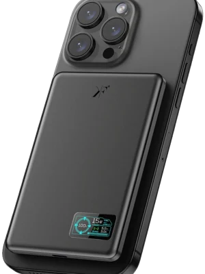 Newface PW595 5.000 mAh Dijital Göstergeli 20W Type-C ve 15W Kablosuz Şarj PD Hızlı Şarj Magsafe Powerbank - Siyah