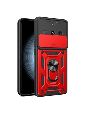 Newface Realme 11 Pro Kılıf Pars Lens Yüzüklü Silikon - Kırmızı