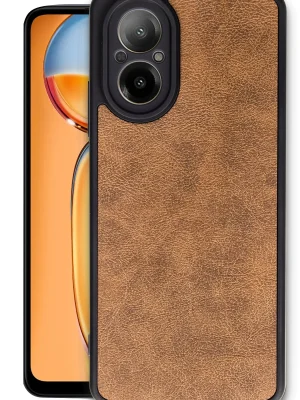 Newface Realme 12 Lite Kılıf Aras Deri Kapak - Taba