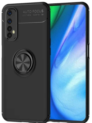 Newface Realme 7 Kılıf Range Yüzüklü Silikon - Siyah