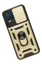 Newface Realme 8 Kılıf Pars Lens Yüzüklü Silikon - Gold - Görsel 3