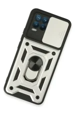 Newface Realme 8 Kılıf Pars Lens Yüzüklü Silikon - Gümüş - Görsel 3