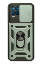 Newface Realme 8 Kılıf Pars Lens Yüzüklü Silikon - Yeşil