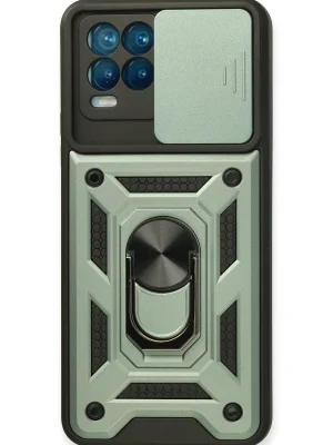 Newface Realme 8 Kılıf Pars Lens Yüzüklü Silikon - Yeşil