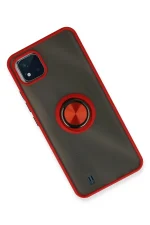 Newface Realme C11 2021 Kılıf Montreal Yüzüklü Silikon Kapak - Kırmızı - Görsel 2