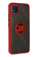 Newface Realme C11 2021 Kılıf Montreal Yüzüklü Silikon Kapak - Kırmızı - Görsel 3