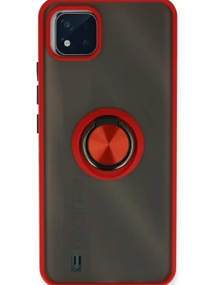 Newface Realme C11 2021 Kılıf Montreal Yüzüklü Silikon Kapak - Kırmızı