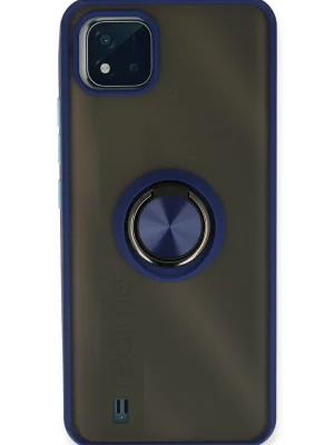 Newface Realme C11 2021 Kılıf Montreal Yüzüklü Silikon Kapak - Lacivert