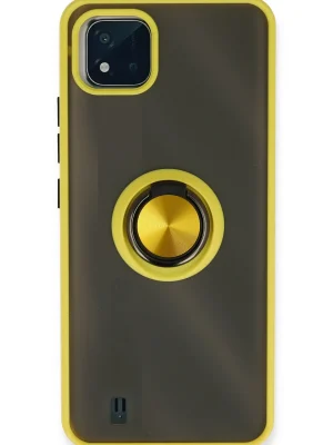 Newface Realme C11 2021 Kılıf Montreal Yüzüklü Silikon Kapak - Sarı