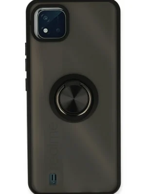 Newface Realme C11 2021 Kılıf Montreal Yüzüklü Silikon Kapak - Siyah