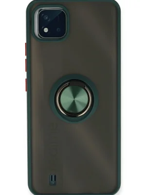 Newface Realme C11 2021 Kılıf Montreal Yüzüklü Silikon Kapak - Yeşil