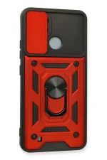 Newface Realme C11 2021 Kılıf Pars Lens Yüzüklü Silikon - Kırmızı - Görsel 3