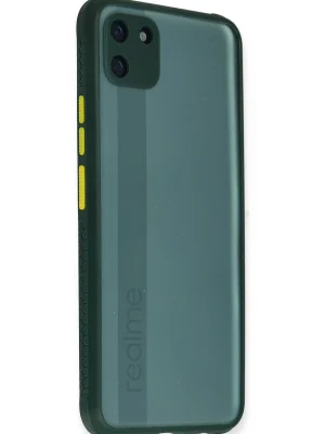 Newface Realme C11 Kılıf Miami Şeffaf Silikon - Koyu Yeşil