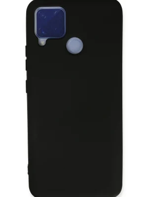Newface Realme C15 Kılıf Nano içi Kadife Silikon - Siyah