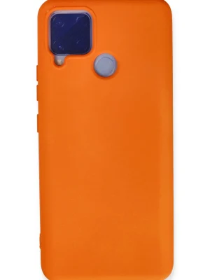 Newface Realme C15 Kılıf Nano içi Kadife Silikon - Turuncu