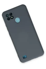 Newface Realme C21 Kılıf Nano içi Kadife Silikon - Gri - Görsel 3