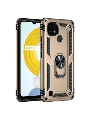 Newface Realme C21 Kılıf Sofya Yüzüklü Silikon Kapak - Gold