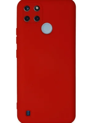Newface Realme C25Y Kılıf Nano içi Kadife Silikon - Kırmızı