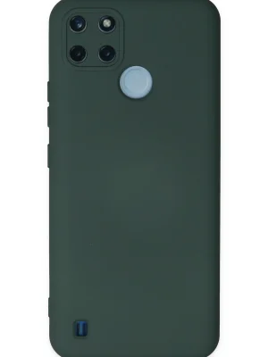 Newface Realme C25Y Kılıf Nano içi Kadife Silikon - Koyu Yeşil