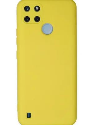 Newface Realme C25Y Kılıf Nano içi Kadife Silikon - Sarı