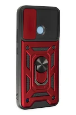 Newface Realme C25Y Kılıf Pars Lens Yüzüklü Silikon - Kırmızı - Görsel 2