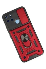 Newface Realme C25Y Kılıf Pars Lens Yüzüklü Silikon - Kırmızı - Görsel 3