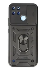 Newface Realme C25Y Kılıf Pars Lens Yüzüklü Silikon - Siyah