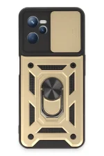 Newface Realme C35 Kılıf Pars Lens Yüzüklü Silikon - Gold