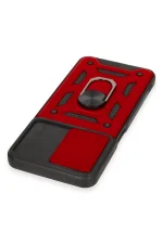 Newface Realme C35 Kılıf Pars Lens Yüzüklü Silikon - Kırmızı - Görsel 4