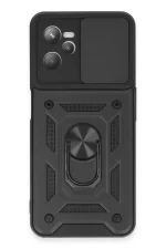 Newface Realme C35 Kılıf Pars Lens Yüzüklü Silikon - Siyah