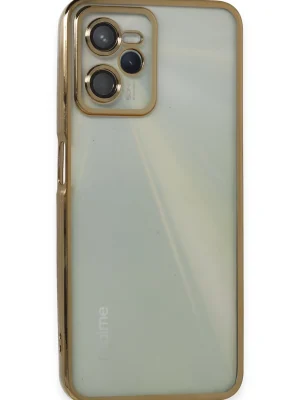 Newface Realme C35 Kılıf Razer Lensli Silikon - Gold