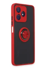 Newface Realme C53 Kılıf Montreal Yüzüklü Silikon Kapak - Kırmızı - Görsel 2
