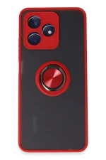 Newface Realme C53 Kılıf Montreal Yüzüklü Silikon Kapak - Kırmızı