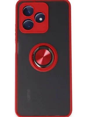 Newface Realme C53 Kılıf Montreal Yüzüklü Silikon Kapak - Kırmızı