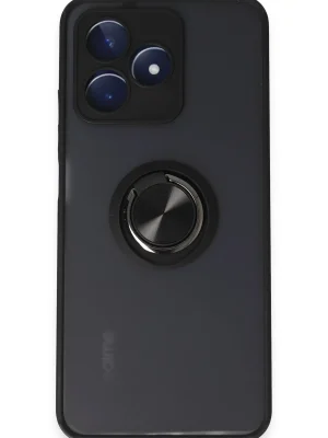Newface Realme C53 Kılıf Montreal Yüzüklü Silikon Kapak - Siyah