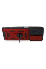 Newface Realme C53 Kılıf Pars Lens Yüzüklü Silikon - Kırmızı - Görsel 5