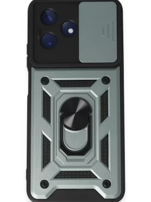 Newface Realme C53 Kılıf Pars Lens Yüzüklü Silikon - Yeşil