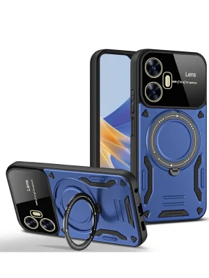 Newface Realme C55 Kılıf Joy Lens Standlı Kapak - Lacivert