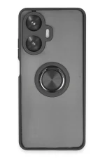 Newface Realme C55 Kılıf Montreal Yüzüklü Silikon Kapak - Siyah