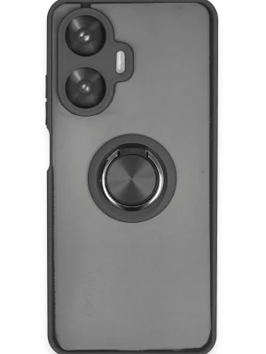 Newface Realme C55 Kılıf Montreal Yüzüklü Silikon Kapak - Siyah