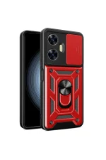 Newface Realme C55 Kılıf Pars Lens Yüzüklü Silikon - Kırmızı